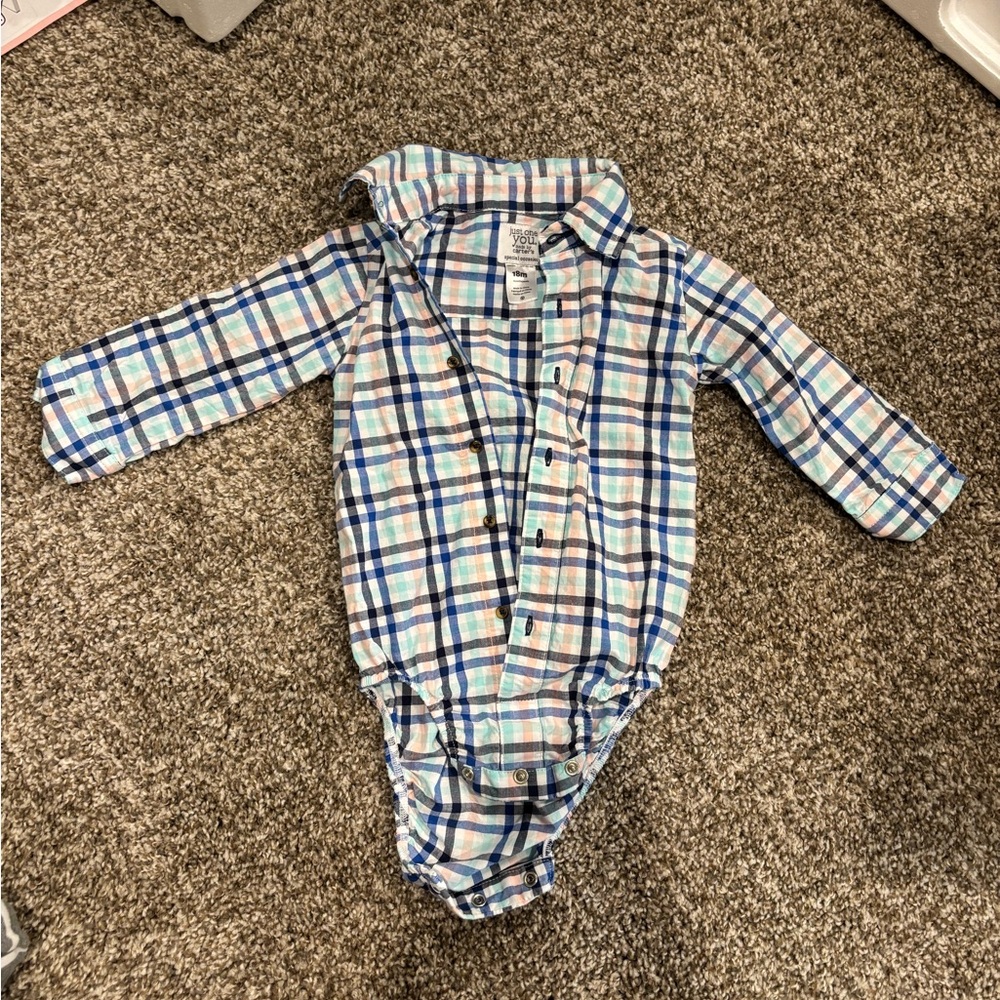 Carter's Blue and Pink Checkered Baby Bodysuit